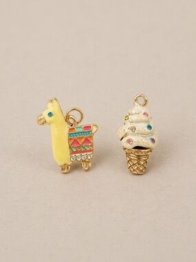 Colorful Llama and Ice Cream Cone bracelet Charms